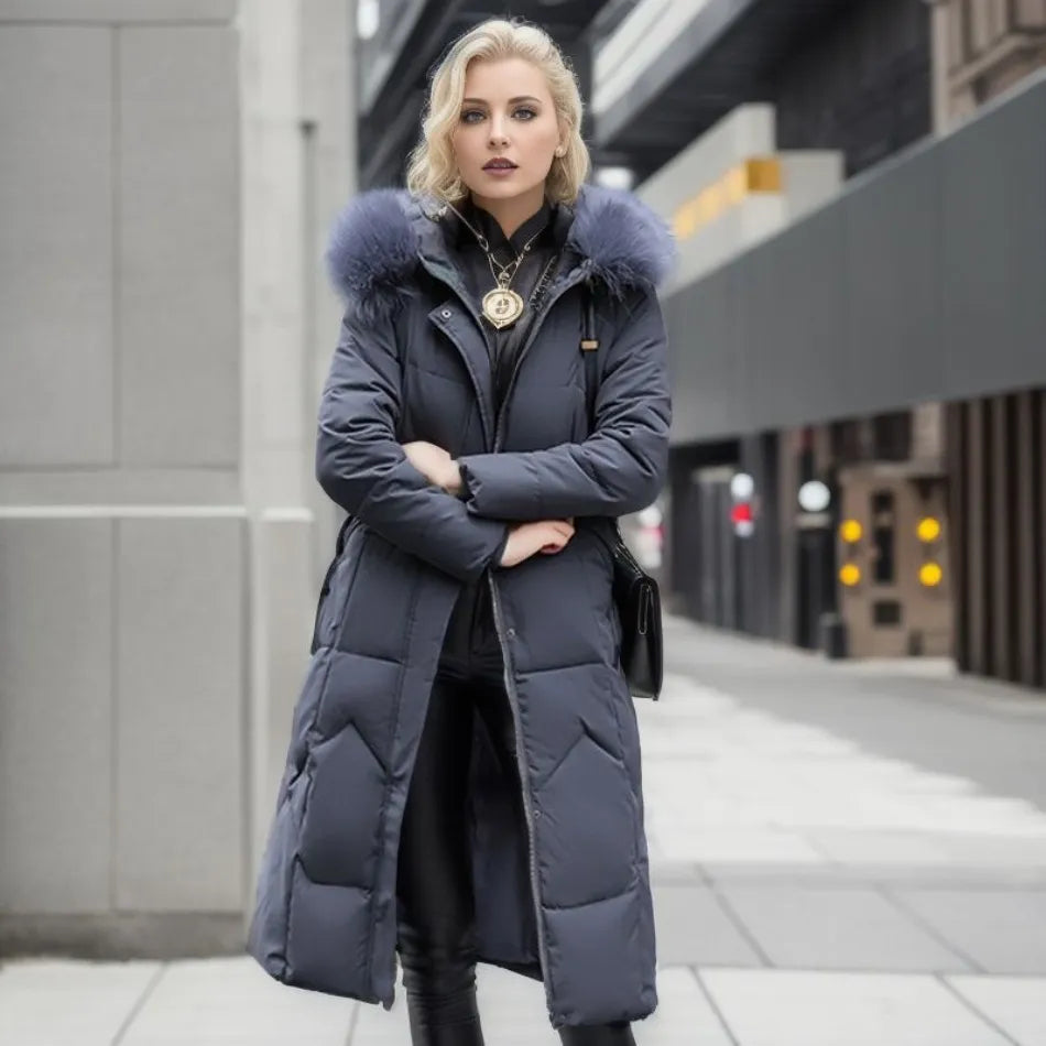 Leanne - Knee-Length Fur Coat