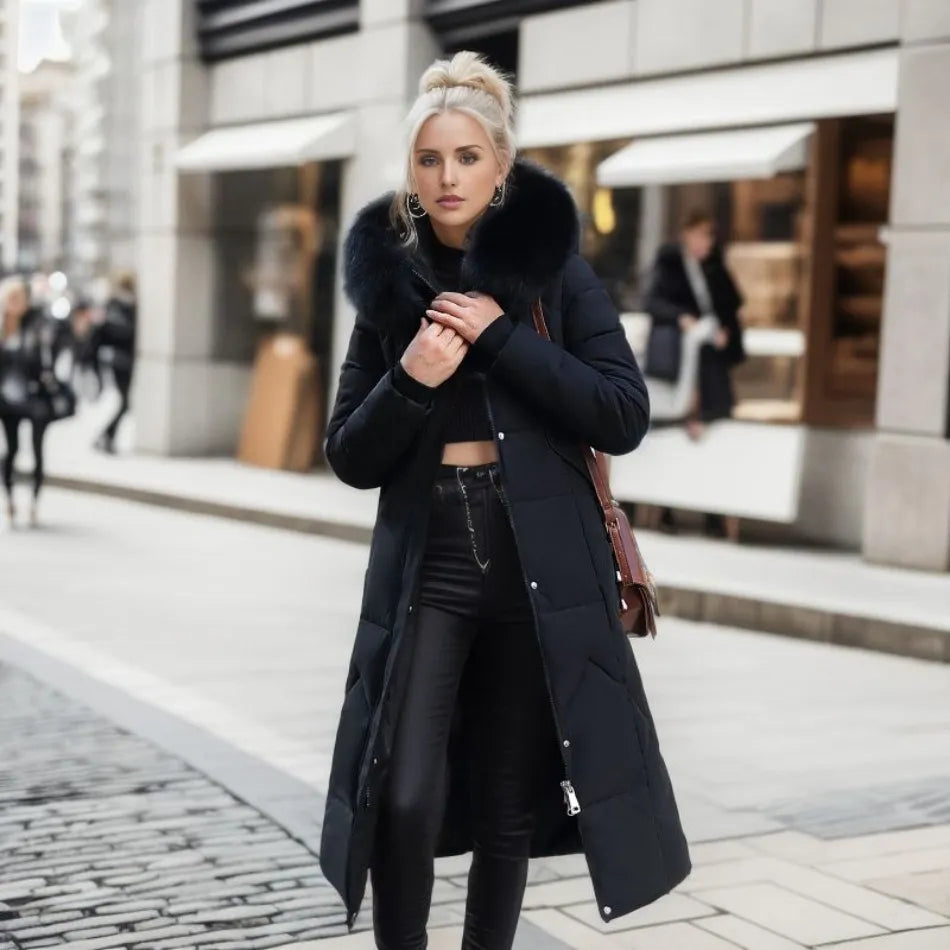 Leanne - Knee-Length Fur Coat