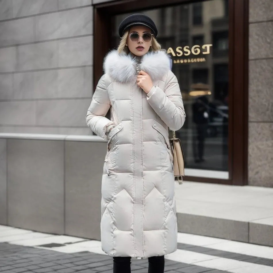 Leanne - Knee-Length Fur Coat